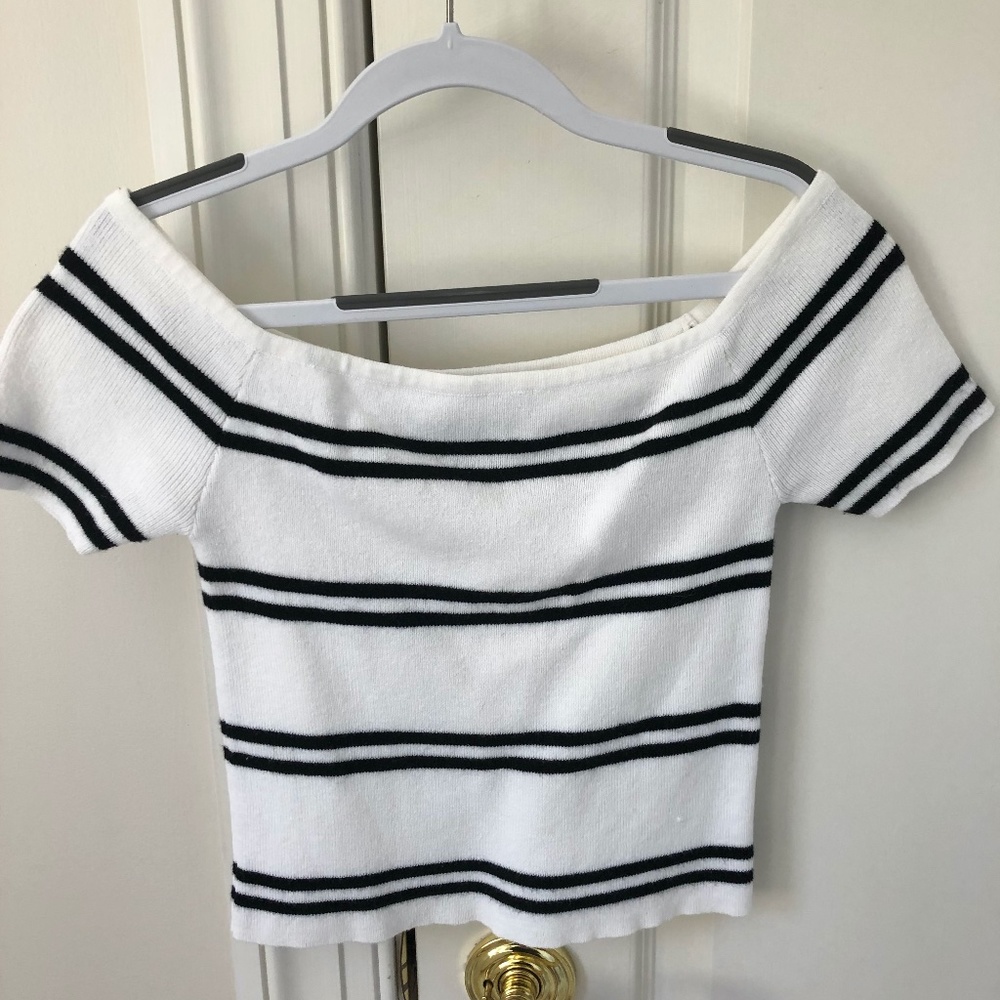 Black Stripped Off the Shoulder Top